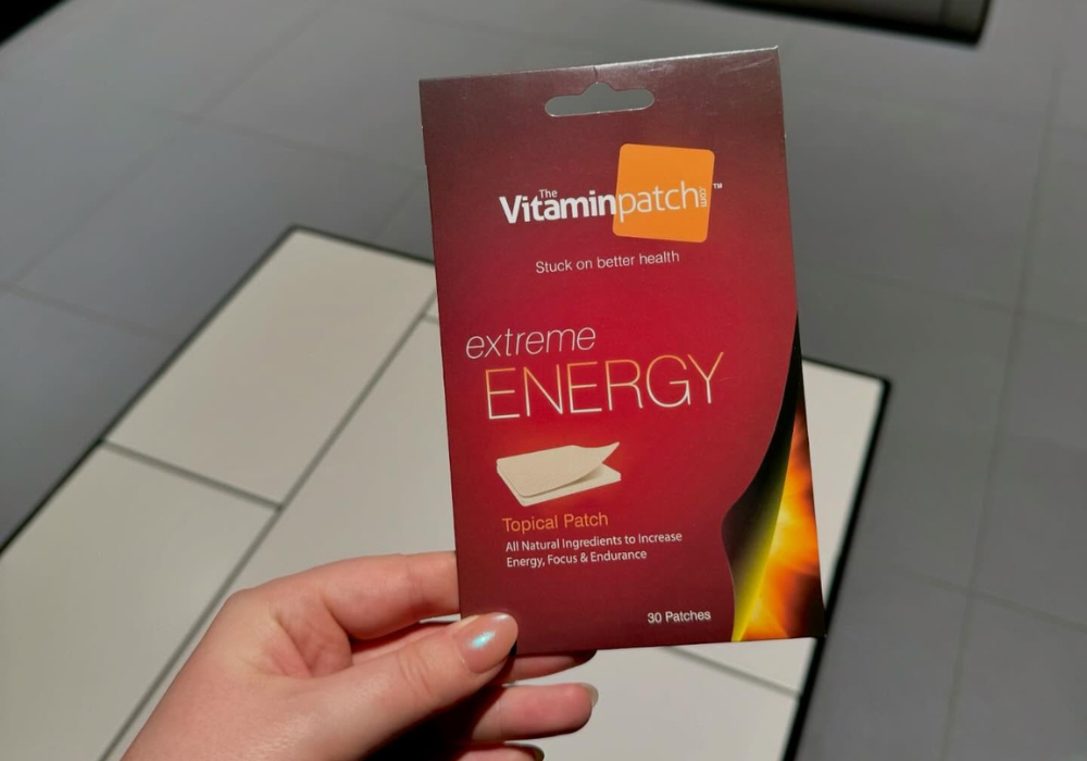 Hand holding the Extreme Energy Patch.