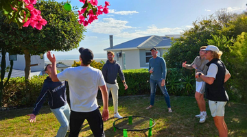 Friends playing with a ball outside